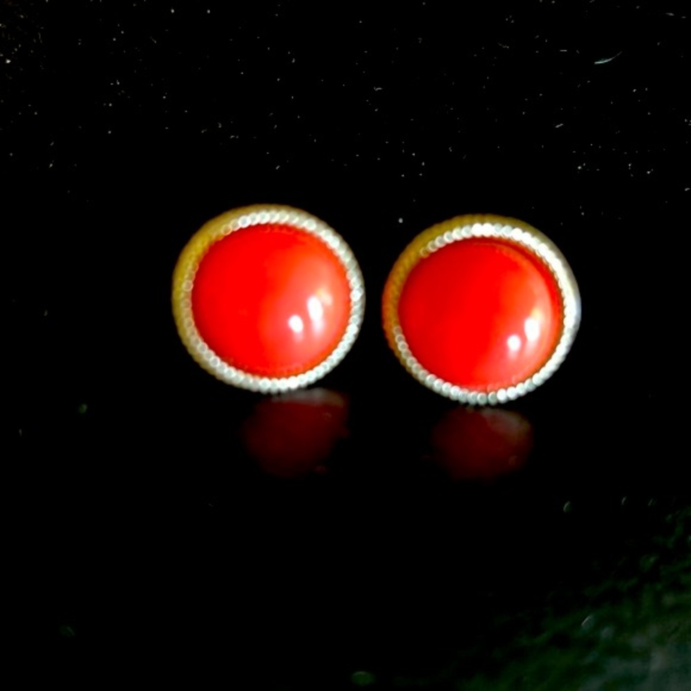 WHBM | Orange stud earrings with gold edging for pierced ears